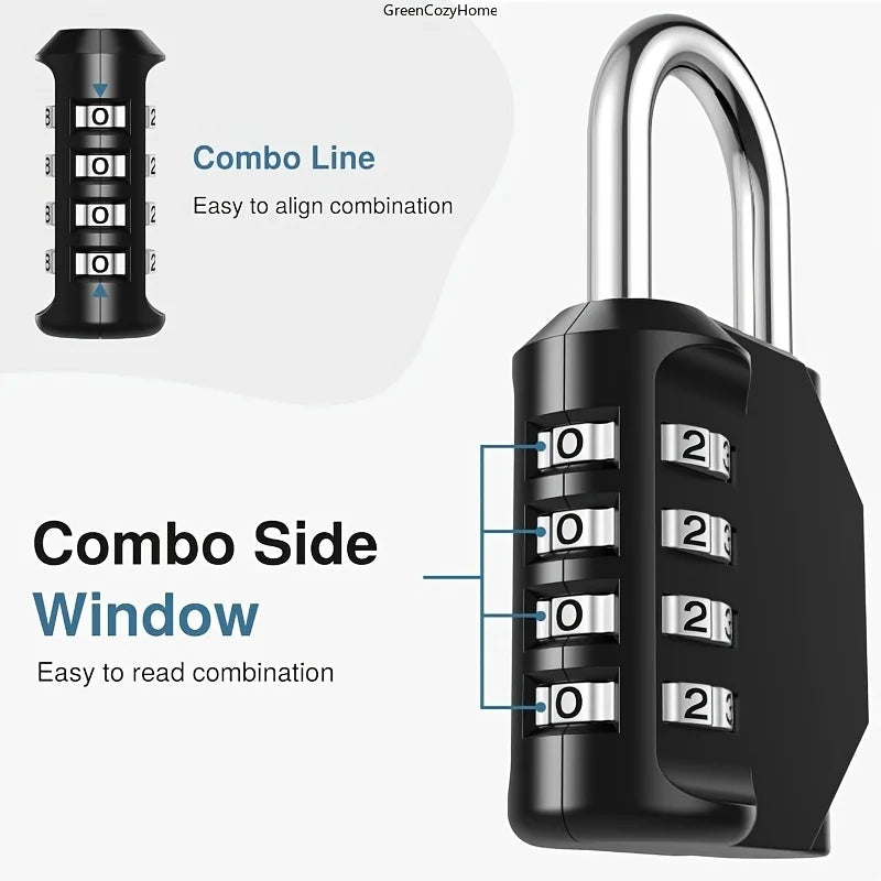 4-Digit Combination Lock Designed Securing Outdoor Items Such As Gym