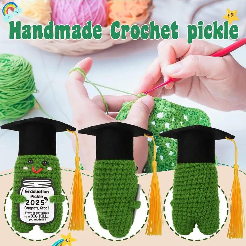Crochet Toys Motivational Support With 5 Color Tassels Knitted Graduation Toy With Encouragement Card Desk Ornament For High Zpaxo