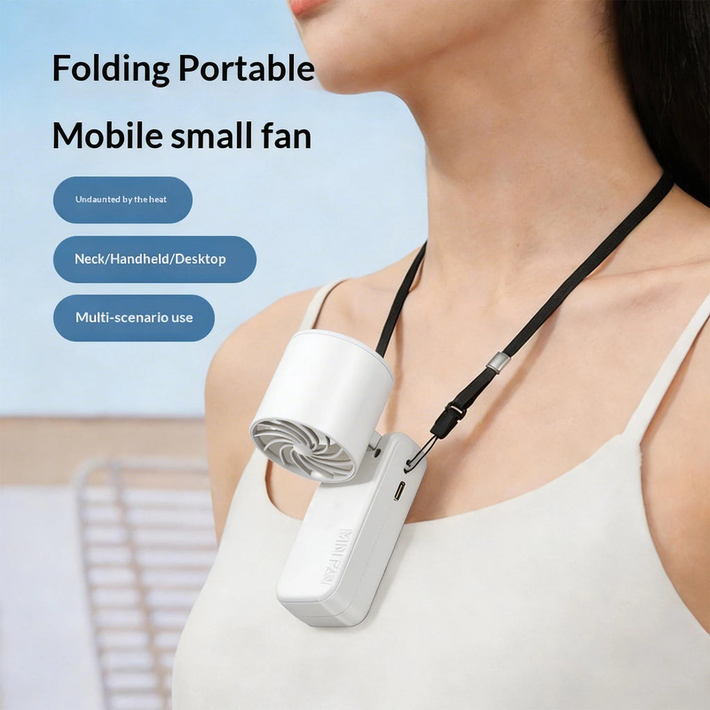 Foldable Silent Fans Type-C Charging Rechargeable Hanging Turbo Fans Adjustable Powerful Air Blower for Outdoor Travel Commute Zpaxo