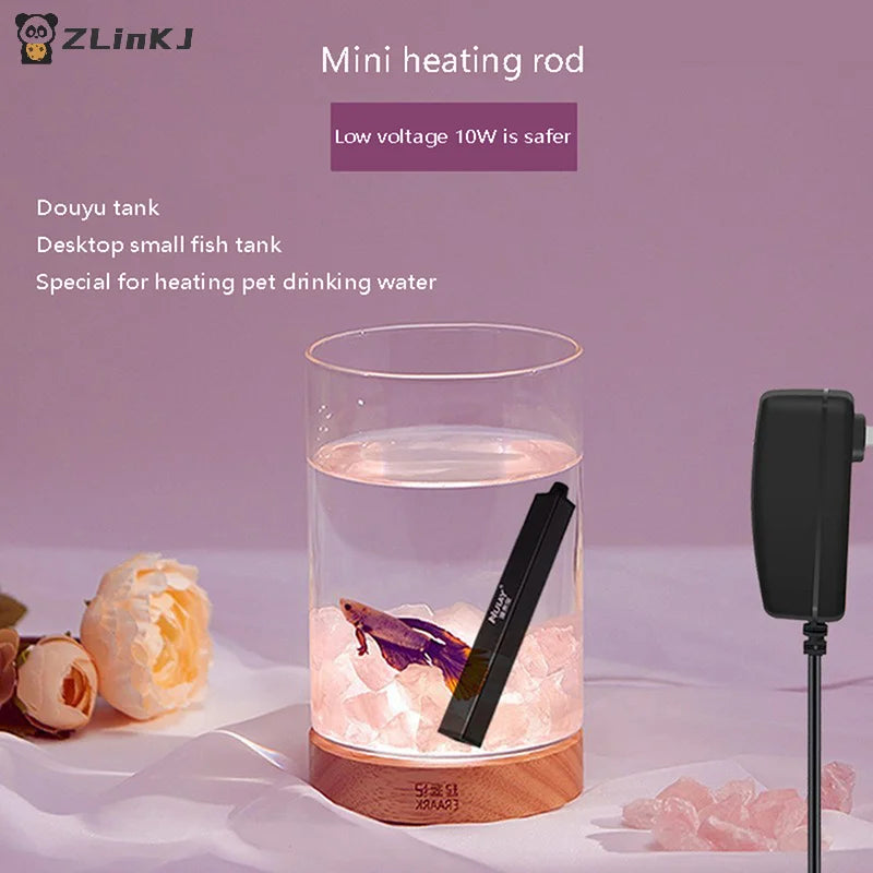 ▶1Pcs 5/10W Mini Aquarium Heater USB Charging For Small Fish Tank Heater Energy Saving Over Temperature Protection Accessories Zpaxo