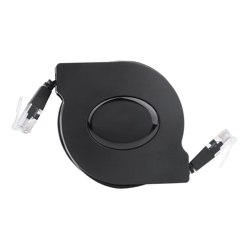 Adjustable Retractable CAT6 RJ45 Lan Network Cable Cord Black 2m