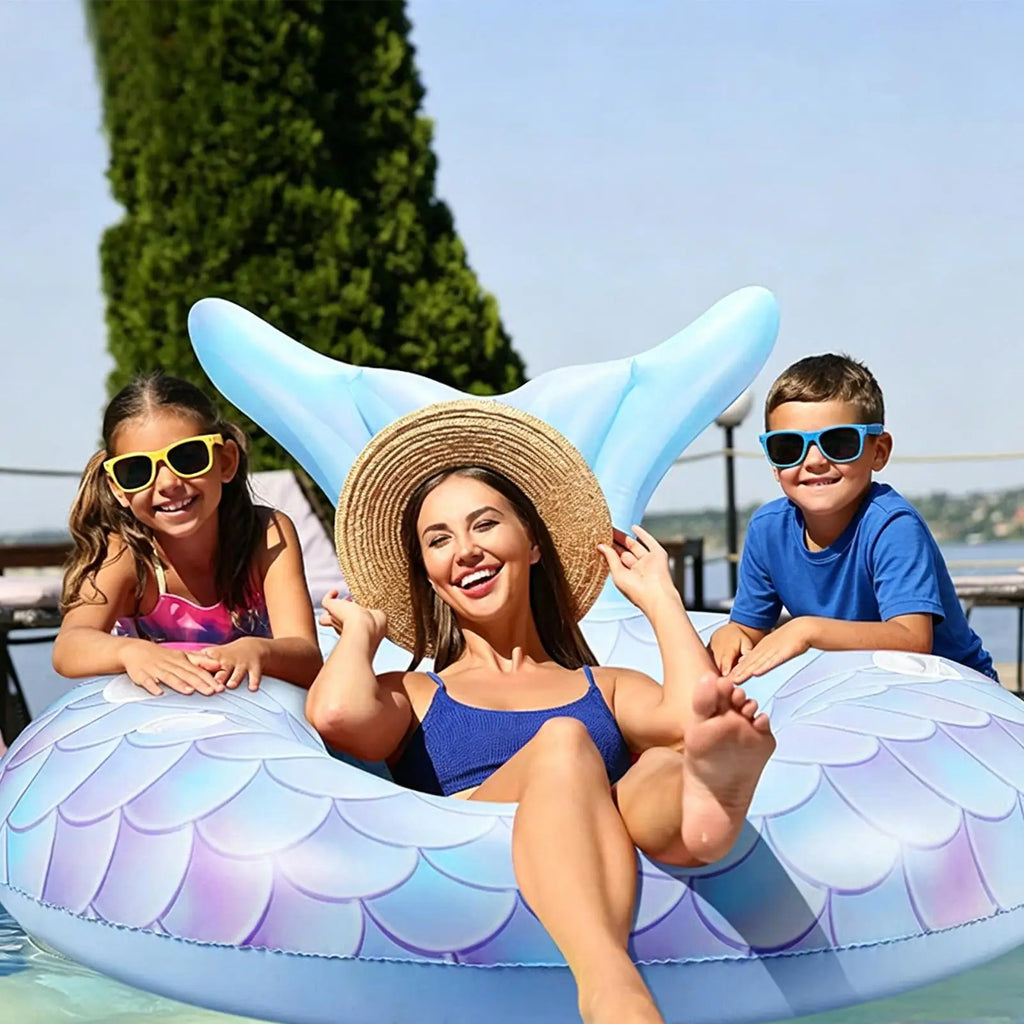 Inflatable Pool Float Mermaid Tail Chair Portable Kids Adults Lounge