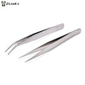 ▶2Pcs Stainless Steel Straight Elbow Tweezers Set Zpaxo 2pcs