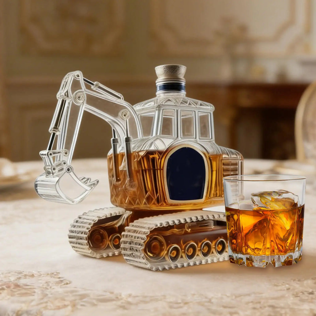 Whiskey Bottle Excavator Shaped Pourer Dispenser Glass Liquor