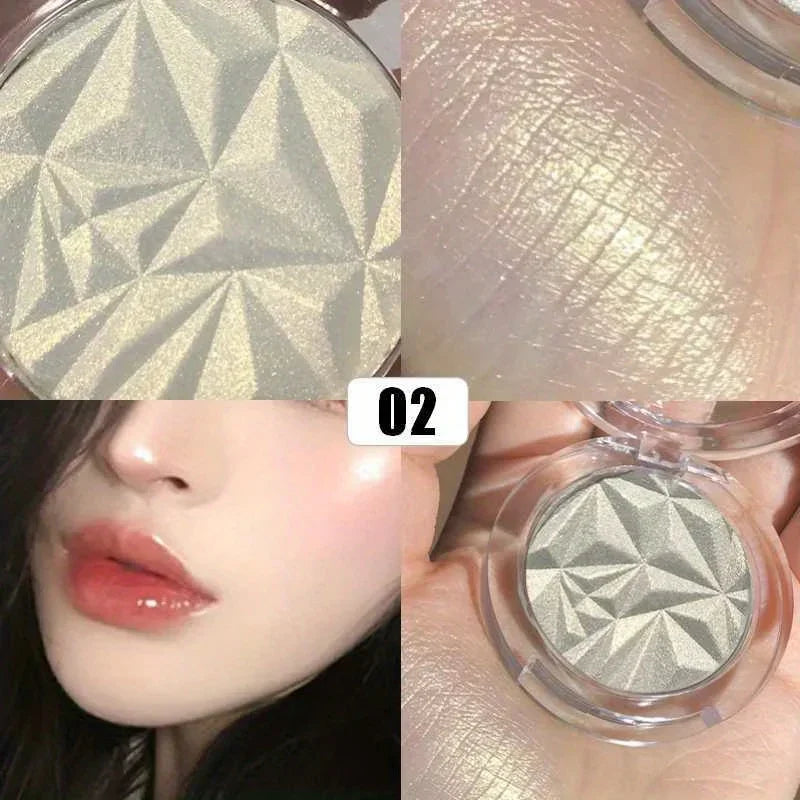 2 Colors Diamond Highlighter Powder Palette Glitter Face Contour Brighten Makeup Shimmer Ultra-concentrated Illuminate Cosmetic Zpaxo 02