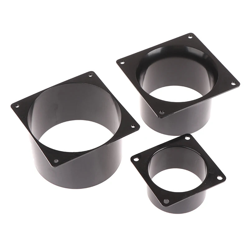Black Square Flange Connector 75–150mm | ABS Plastic Duct Fitting