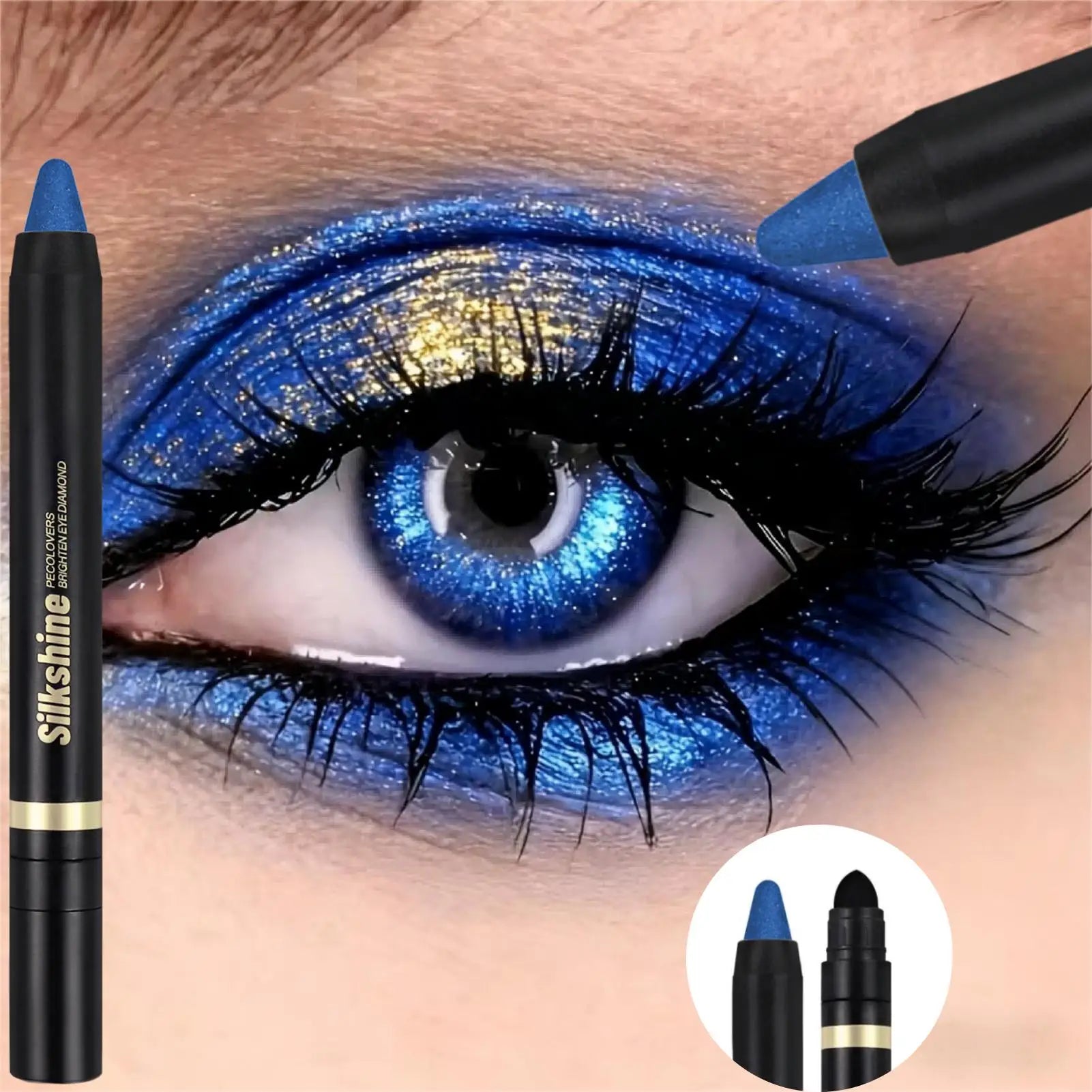 1PC Sparkling Blue Eyeshadow Stick, Waterproof & Long-Lasting Formula, Smooth Glitter Eyeshadow for Bold Stage Makeup Zpaxo