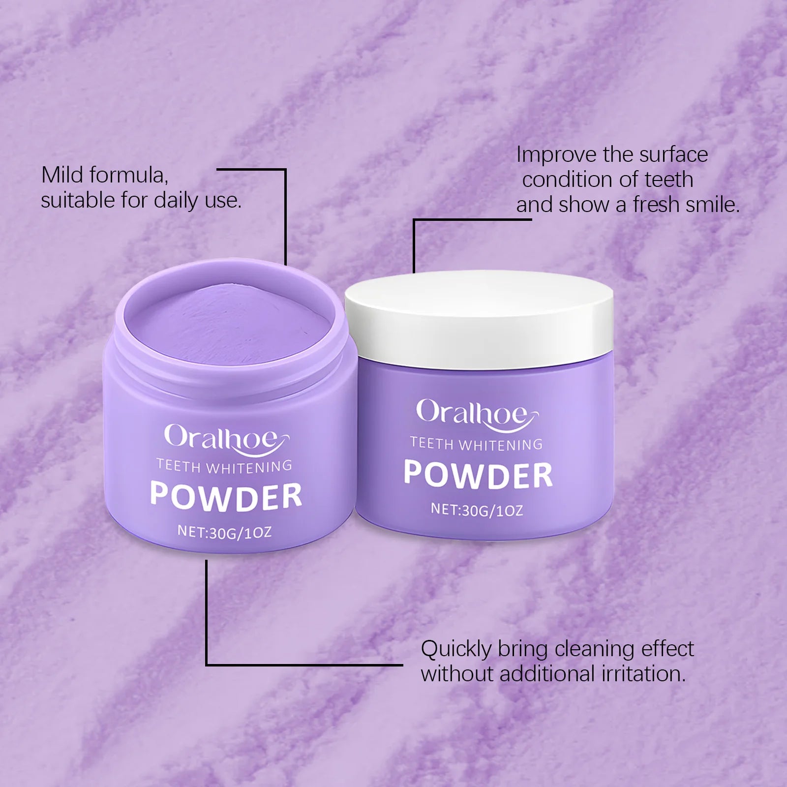 Gentle Formula Purple Cleaning Tooth Powder - Fine Texture, Cares for Teeth, Removes Stains & Odors, Enhances Teeth Whiteness Zpaxo
