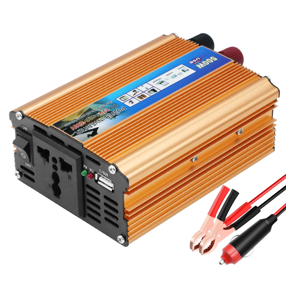 Auto Power Supply Inverter Car 500W DC 12V AC 220V Battery Converter