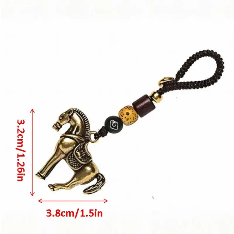 2026 Year Chinese Zodiac Horse Lucky Pendant Keychain Copper Feng