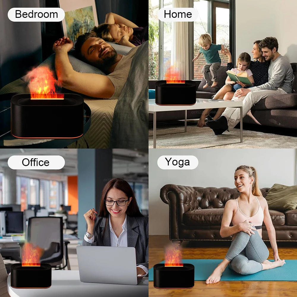 Aroma Humidifier Flame Essential Oils Diffuser Air Home Bedroom Mini