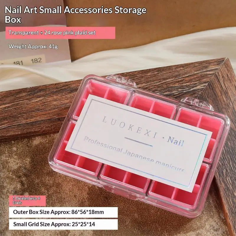 M24Grids Nail Decoration Accessories Storage Box Transparent Jewelry