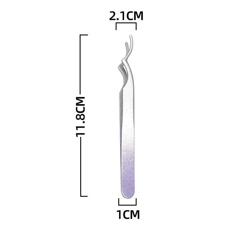 1/4 Gradient Eyelash Comb Tweezers Stainless Steel Anti-Static Non-Magnetic Professional Lashes Extension Tweezers Makeup Tools Zpaxo Purple-DoubleCurl