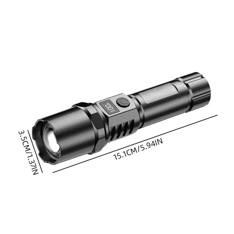 KDULIT XHP100 LED Rechargeable Zoom Flashlight | Digital Display