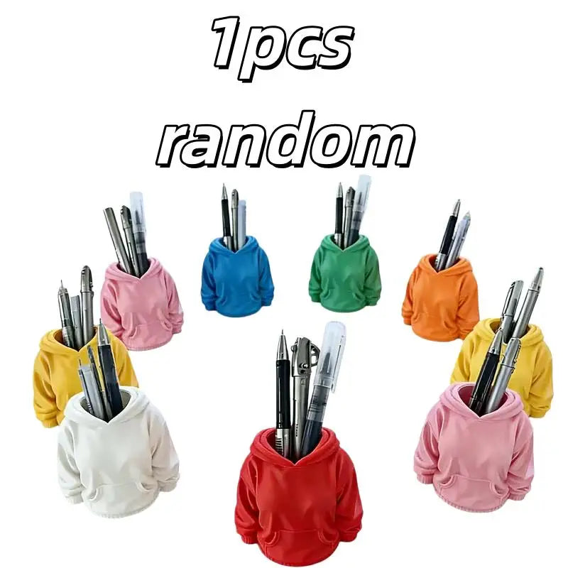1pcs random Hooded Sweatshirt Pen Holder – Multi-Color Desk Organizer, for Pens & Stationery, Decorative Storage Zpaxo 1pcs random