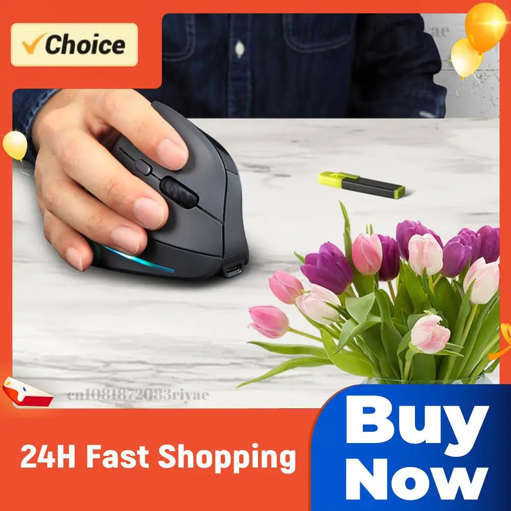 Vertical Wireless Mouse Rechargeable Bluetooth-compatible 7 Buttons