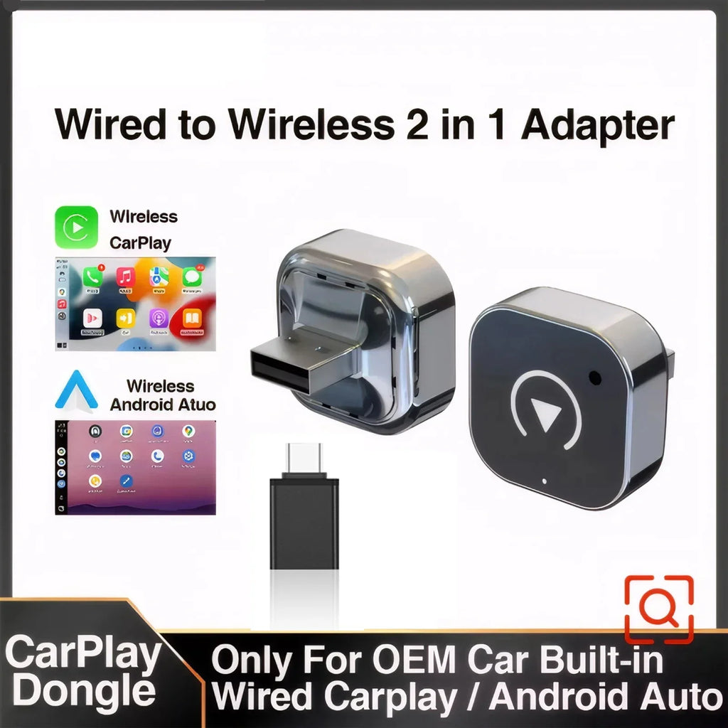2026 Wireless Carplay Adapter Mini Factory Car Display Stronger Zpaxo 2in1 Carplay Adapter