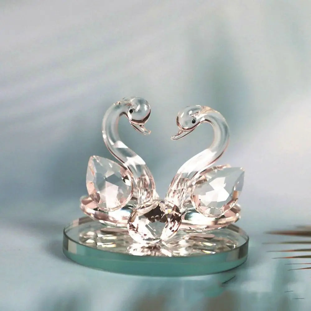 Romantic Wedding Home Decor Car Seat Children's Gift Animal Ornament Crystal Swan Swan Figurine Car Accessories Zpaxo