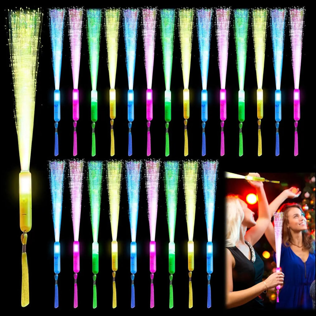 LED Fiber Optic Stick Wands Bulk Light Up Sticks Flashing Glow 3