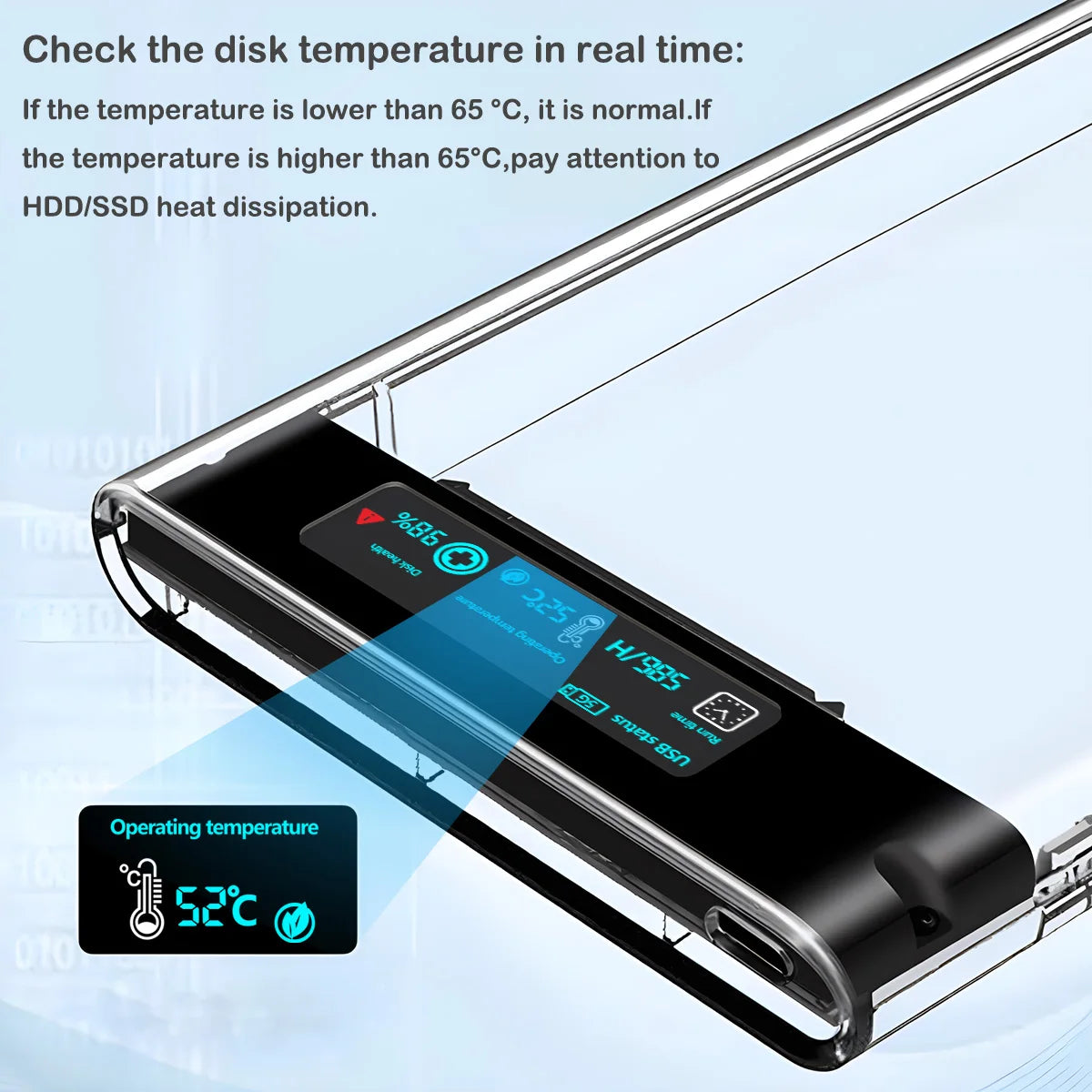 USB3.2 External HDD Case 5Gbps 2.5 Inch Transparent Hard Disk Case Hard Drive Enclosure SATA HDD SSD Storage Case for Laptop PC Zpaxo