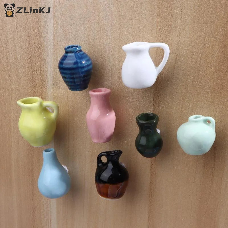 ▶1Pcs Creative 3D three-dimensional Home Decoration Magnet Dollhouse Miniature Ceramic Small Vase Model Refrigerator Sticker Zpaxo