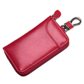 Zipper Split Car Key Wallet Solid Color Mini Purse PU Leather Key Bag Simple Portable Key Holder Organizer Pouch Card Bag Zpaxo Red