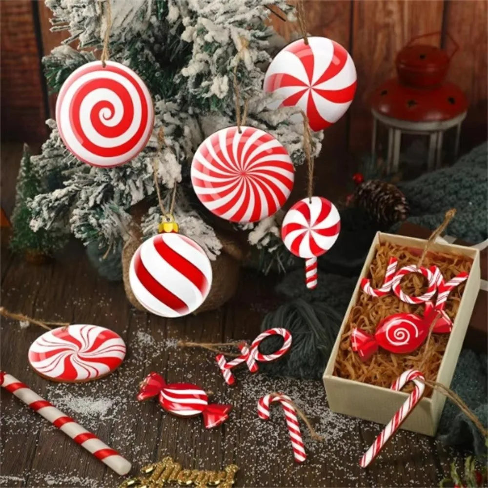 Wooden Candy Cane Christmas Ornaments – 12/24-Pack DIY Decor Christmas Ornaments Zpaxo