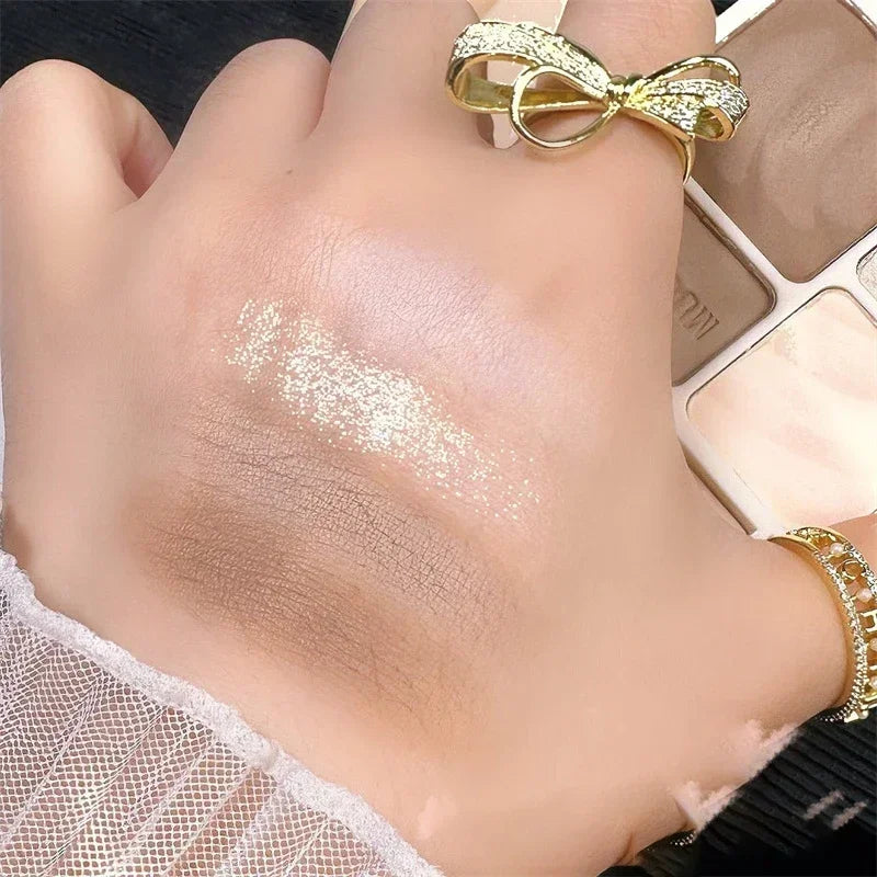 4 Facial Highlighter Makeup Palette Natural Matte Fine Glitter Powder Zpaxo
