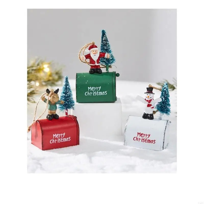 Bucolic Metal Santa Reindeer Hanging Ornament Holiday Window Display