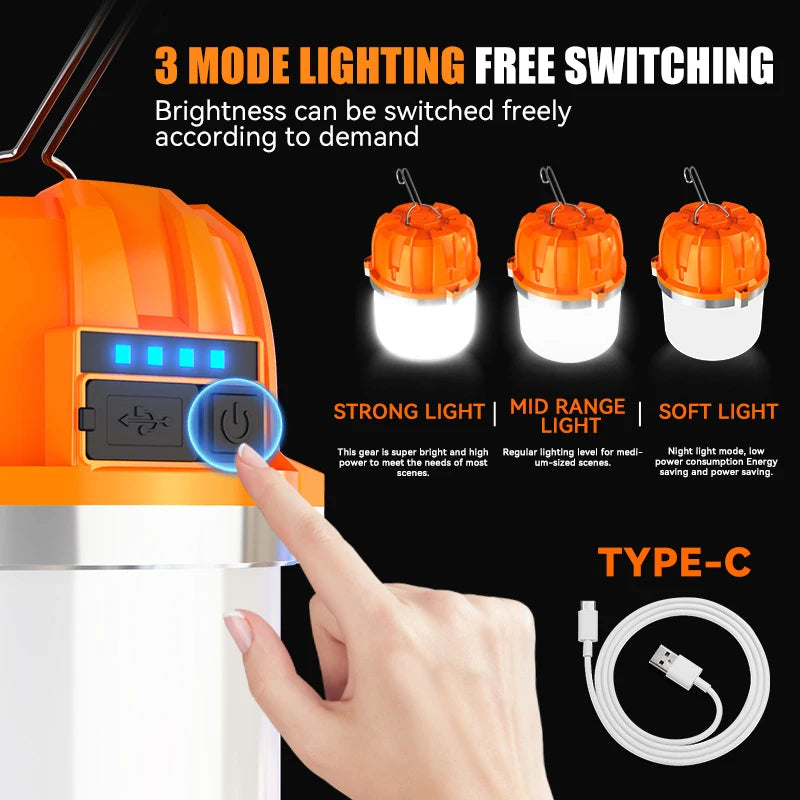 USB Rechargeable LED Camping Lantern – 800LM & Power Bank