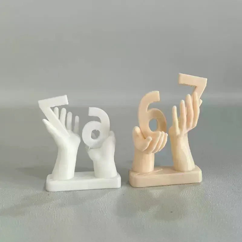 3D Printed Figurine Holding Digital Italian Brain Rot Math 67 Funny Zpaxo