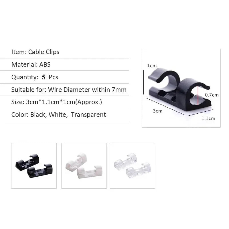 Self-Adhesive Cable Clips 20/40 Pack – Cord Wire Organizer