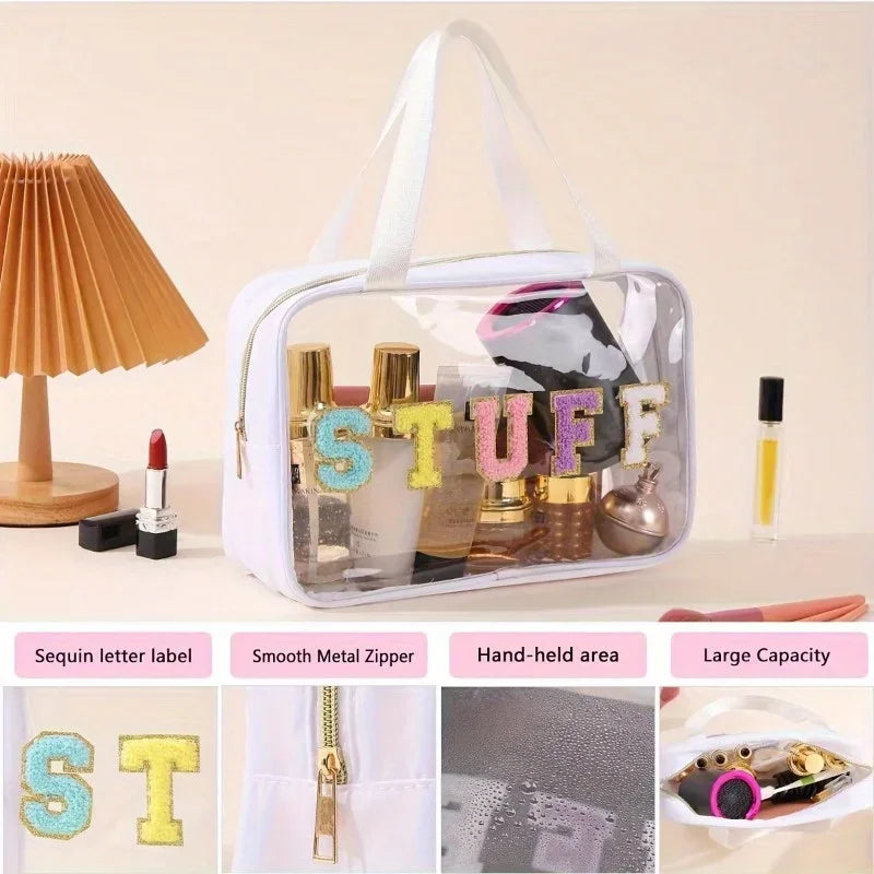 Pu Frosted Clear Makeup Box Waterproof Travel Toiletry Bag Large