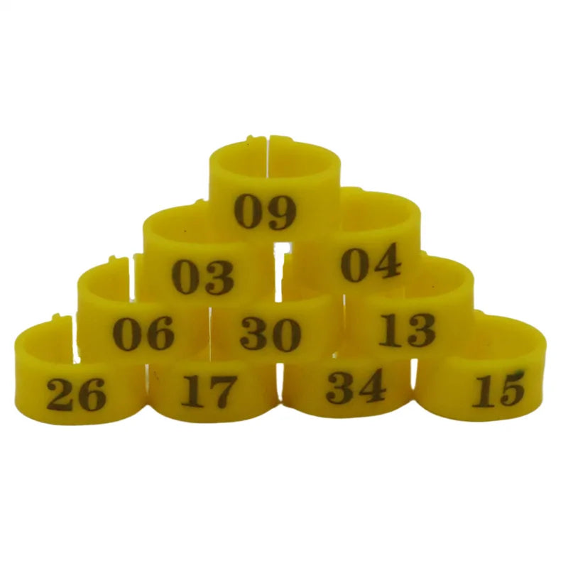Bird Plastic Clip Rings Pigeon Colored Foot Ring No 1-50 4 Colors Zpaxo YELLOW 14mm
