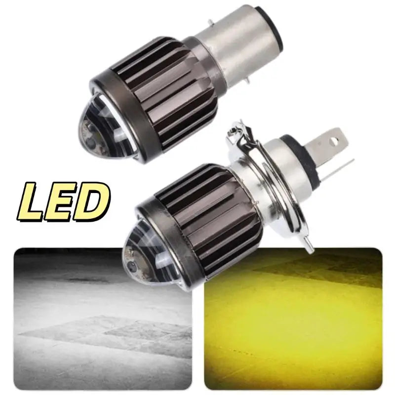 Motorcycle H4/BA20D LED Headlight Bulb – Dual Color, IP67