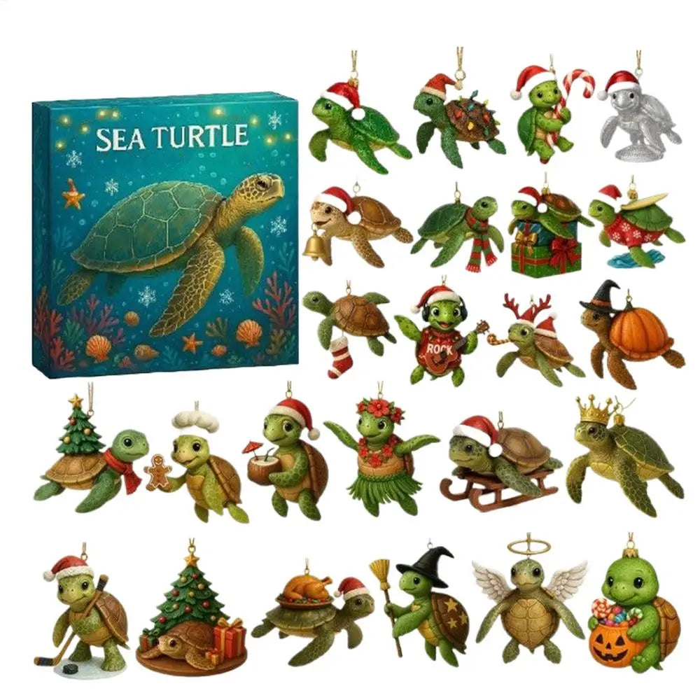 Christmas Sea Turtle Advent Calendar 24 Days 2D Acrylic Ornament