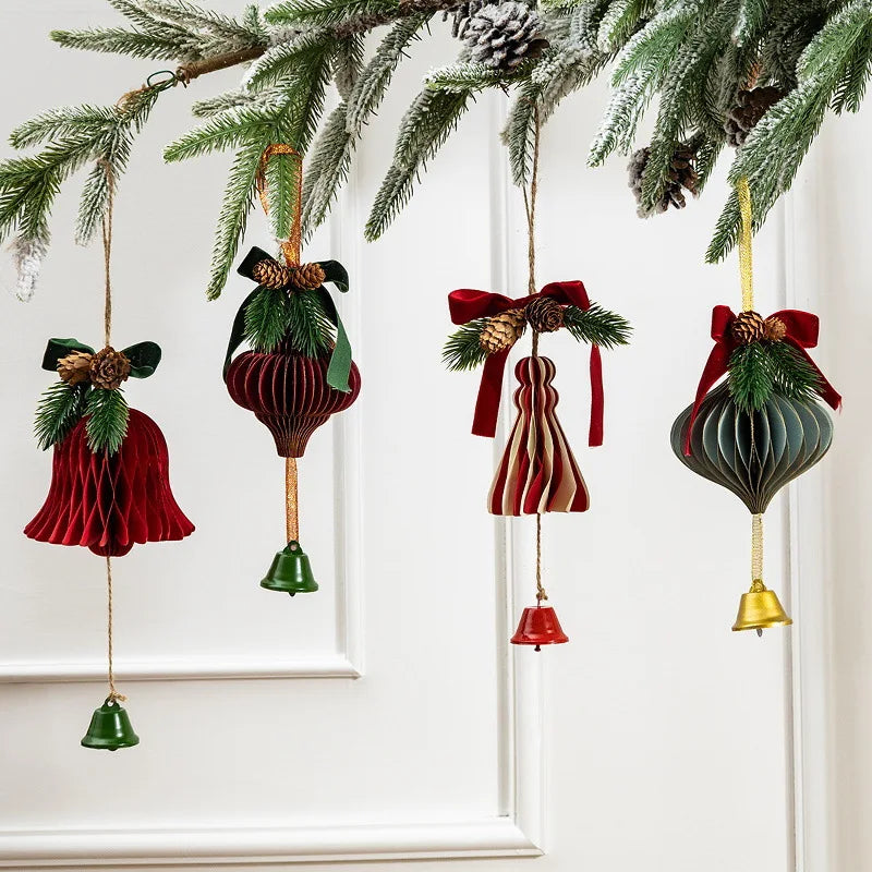 Christmas Honeycomb Bell Ornament – Hanging Paper Decoration Christmas Ornament Zpaxo