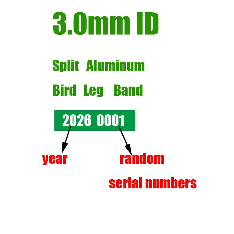 Multicolored 2026 Split Rings Aluminum Bird Leg Band Unique ID