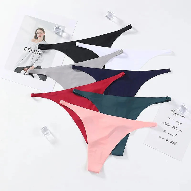 Women's Seamless Ice Silk Thongs – 3 or 8 Pack G-String Panties
