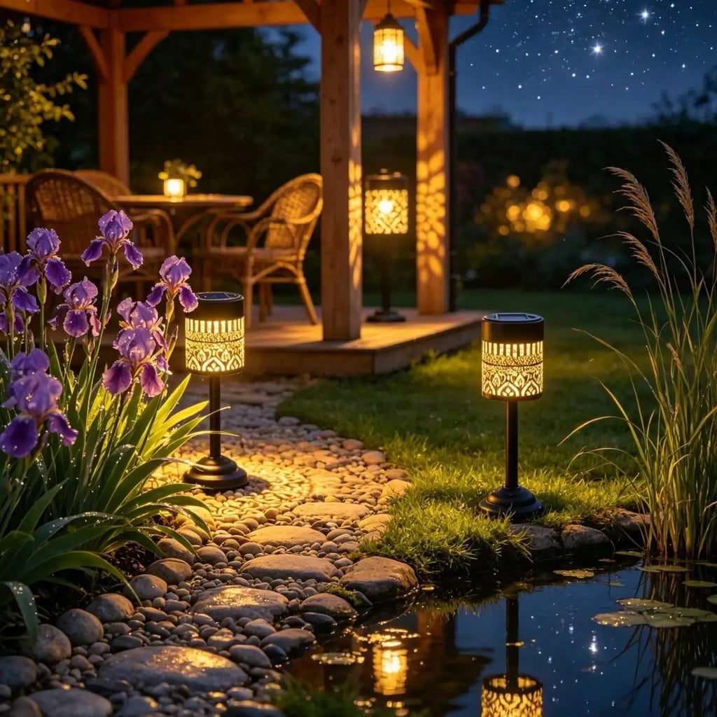 This Large LED Mandala Solar Outdoor Light Comes Portable Stand Emits