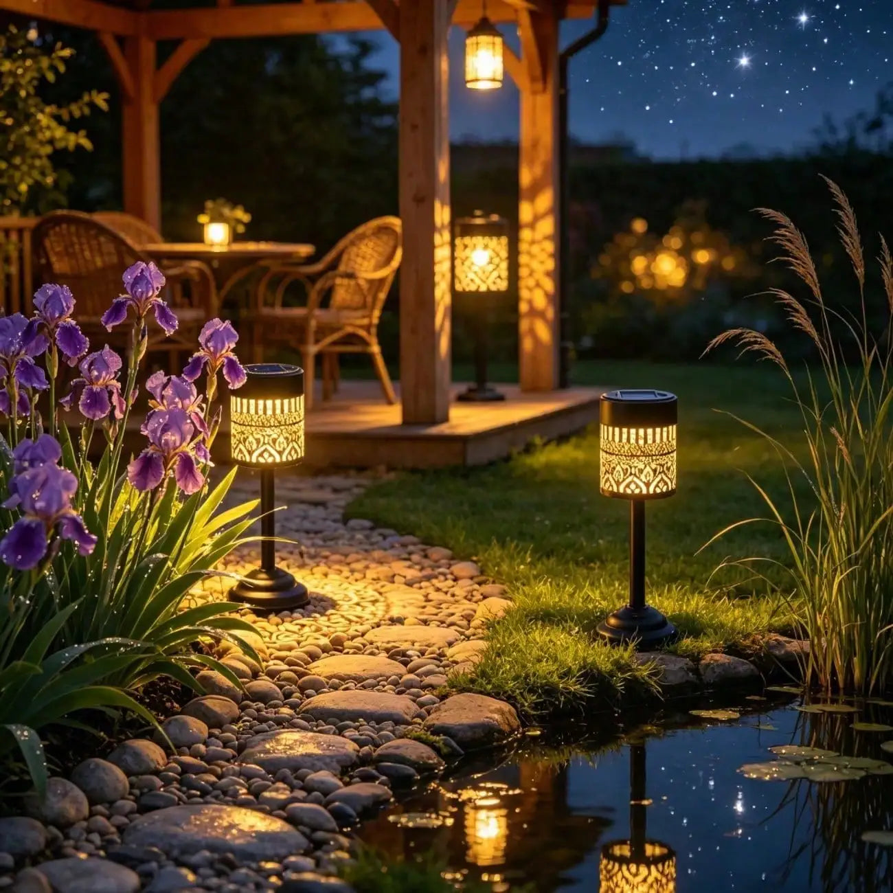 This Large LED Mandala Solar Outdoor Light Comes Portable Stand Emits