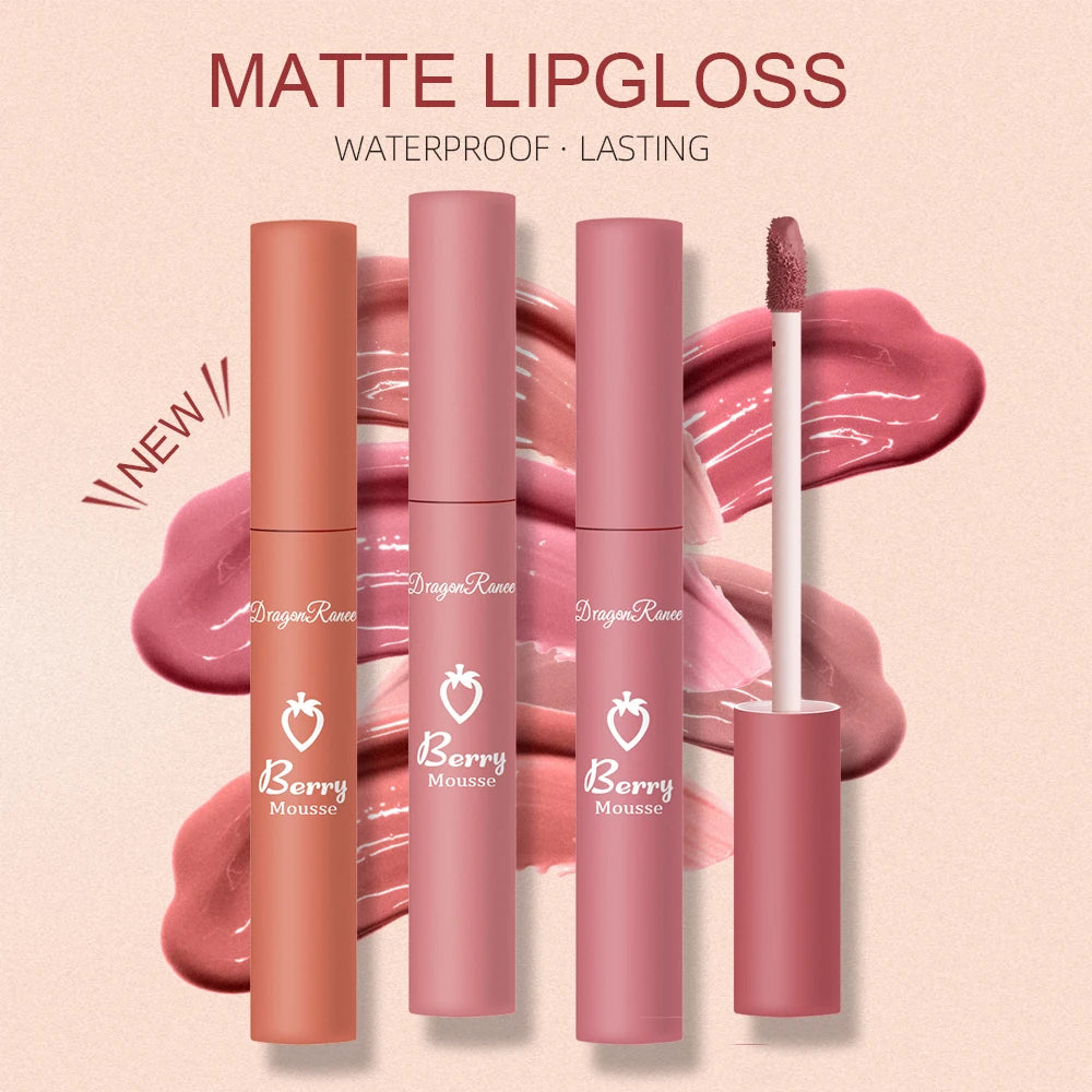 Matte Lip Gloss, Easy to Apply, Non-Stick Cup, Matte Lip Glaze Nude Color, Red, Brown Lipstick, Lip Gloss Gift, Lip Glaze Zpaxo