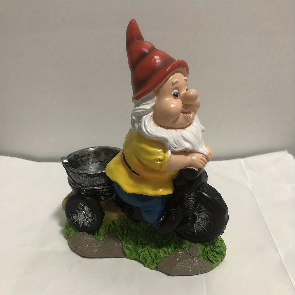 Bicycle Gnome Flower Dwarf Patio Statue Garden Decorative Sculpture