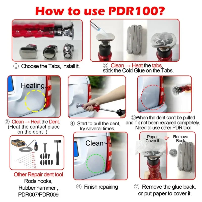 WOYO PDR100 Slide Hammer Dent Puller Kit – Paintless Dent Repair