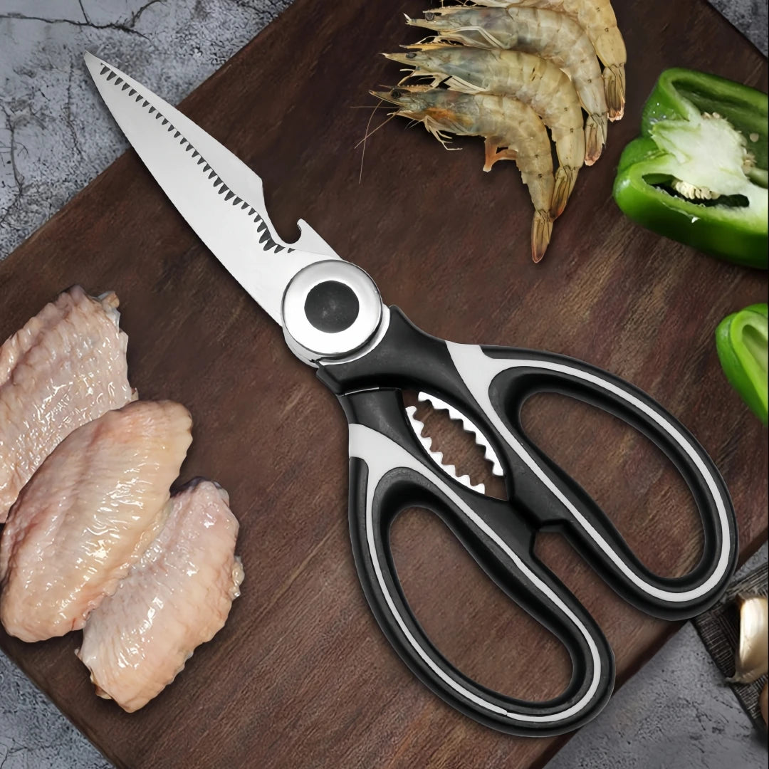 2.5mm thick stainless steel kitchen panda scissors with sleeve, can open bottle cap, walnut kitchen scissors Zpaxo