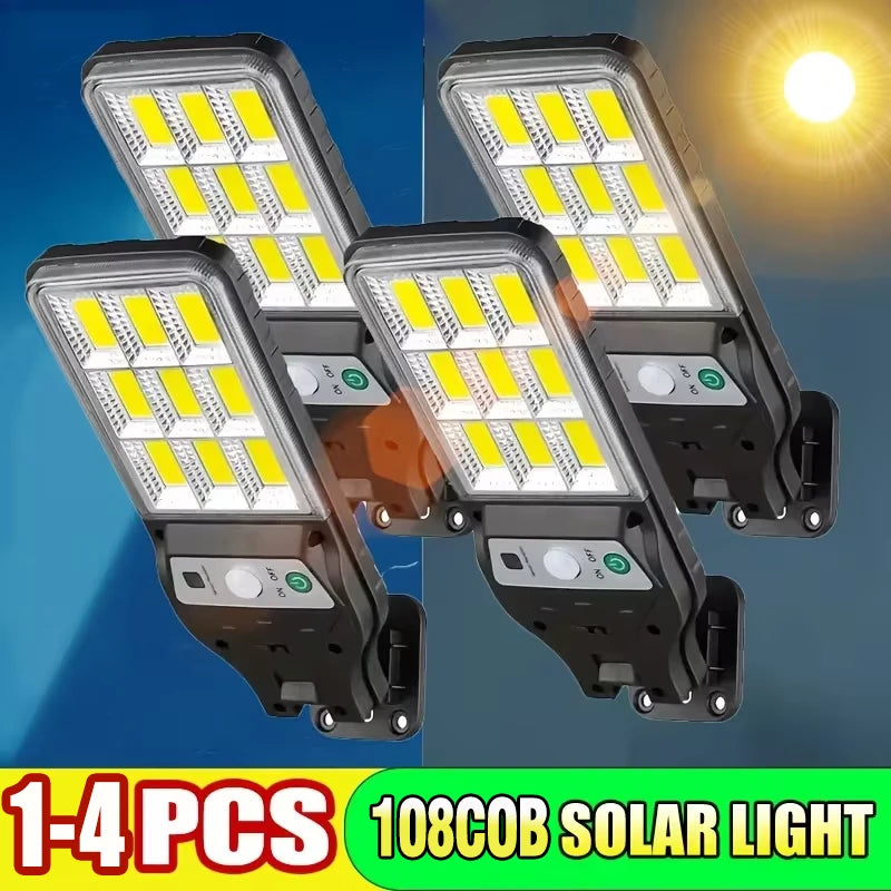 1 2 Solar Lights Outdoor 3 Modes 108COB Waterproof Street Lamp Motion Zpaxo
