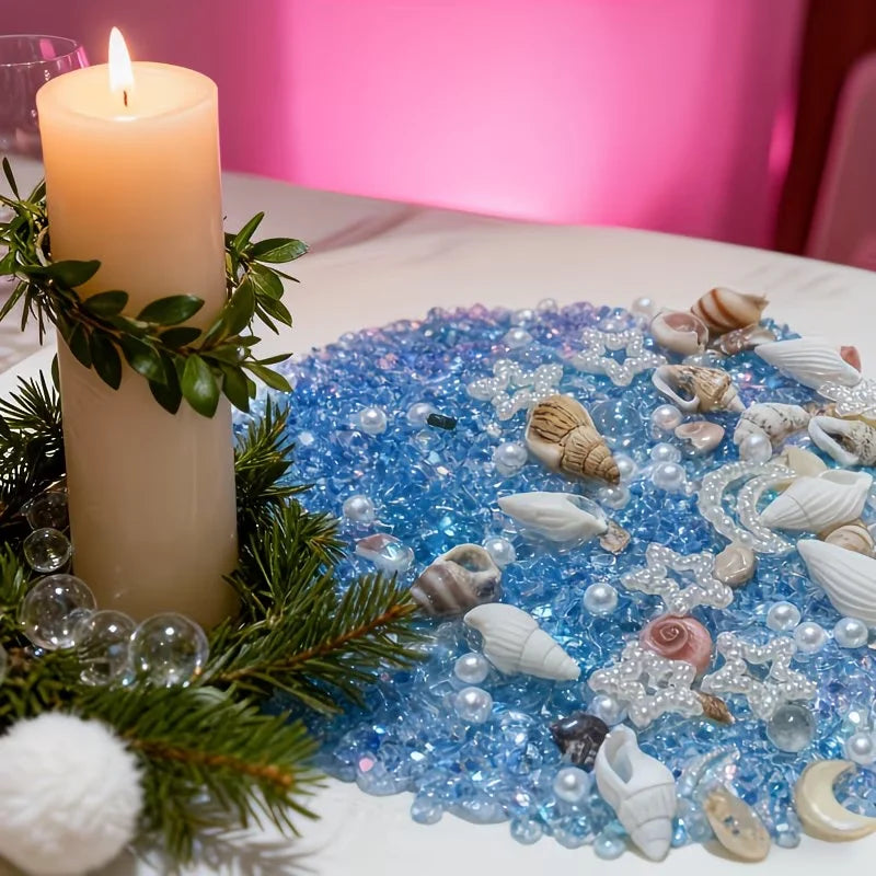 1Box Ocean Style Epoxy Resin Filling DIY Star Moon Conch Shaped Crystal Epoxy Resin Filling Nail Glitter Decorations Zpaxo