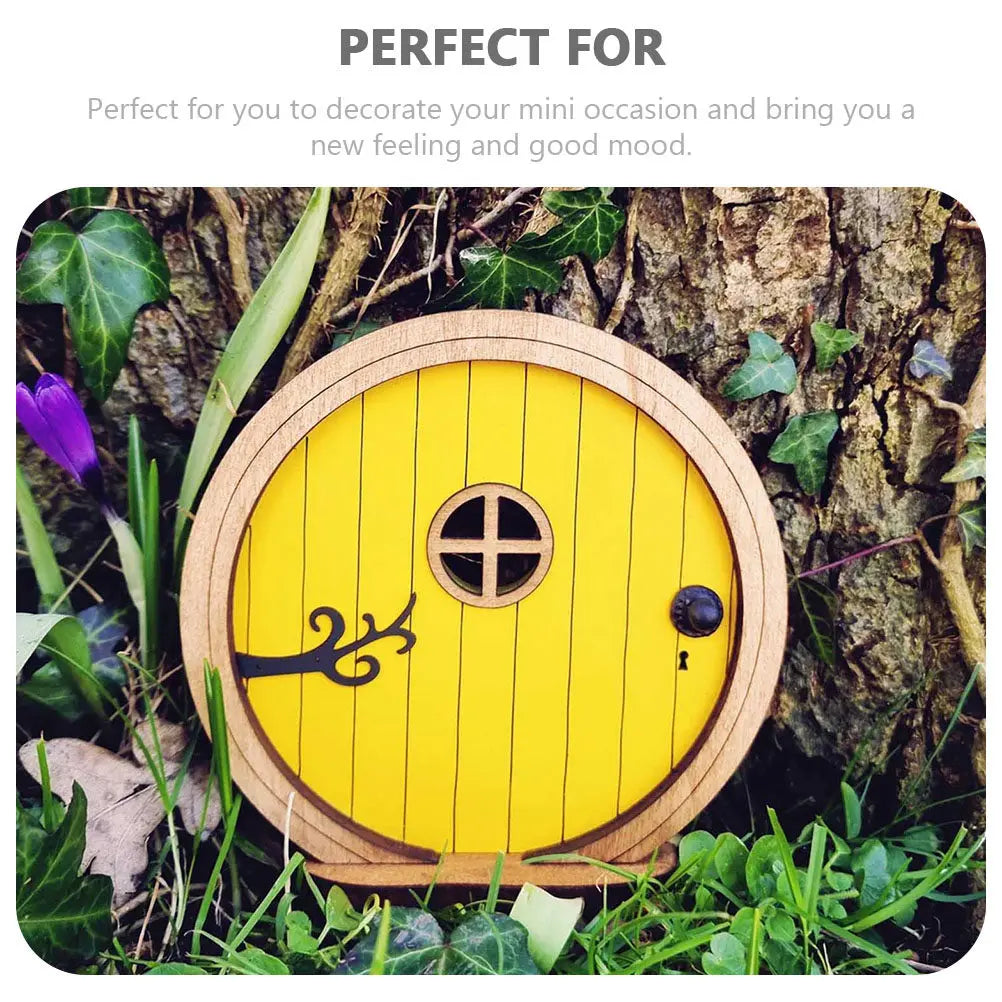 2Pcs Wooden Fairy Door Miniature Decor Fine Workmanship Lifelike Appearance Indoor Outdoor Mini Garden Accessory Gift Idea