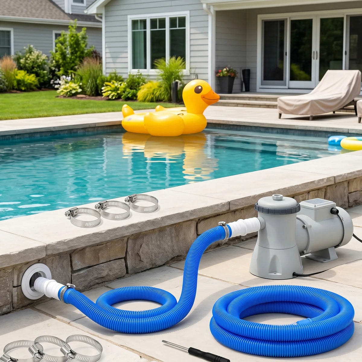 1.5m Filter Pumps Flexible Hoses Leak-Proof Above Ground Pools Filtration Pump Hoses 32mm For 300/330/530/1000 Gallon Pumps Zpaxo