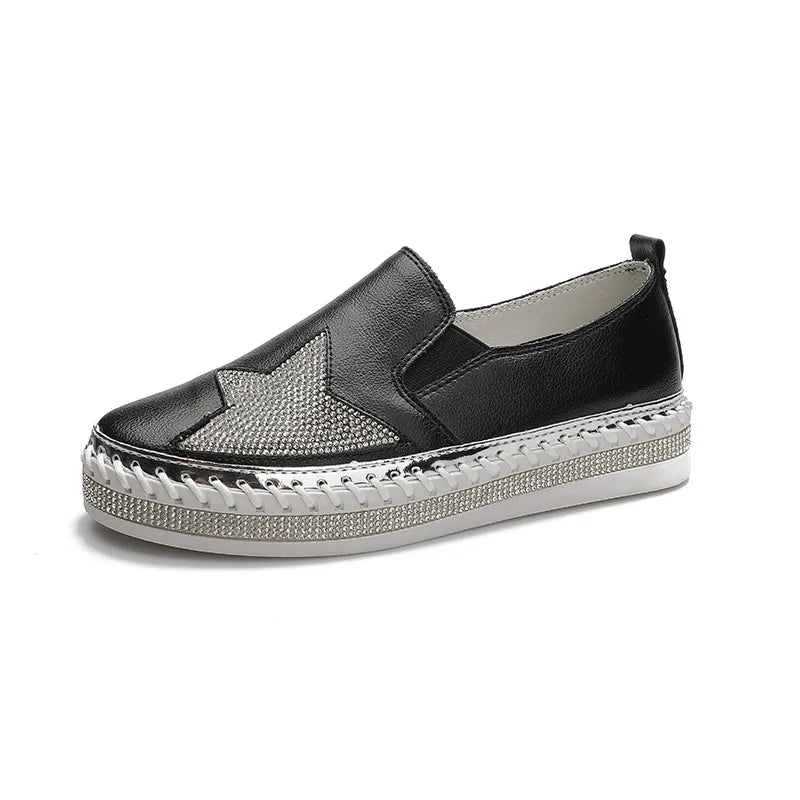 Winter Shoes women flat moccasins mixed colors bling crystal loafer slip-on embroider platform espadrilles new ladies shoes Zpaxo